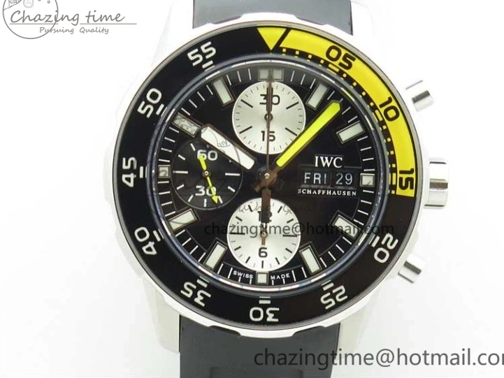 MIROTIME 0327 Aquatimer Chrono IW376702 SS BLS 1:1 Best Edition Black Dial on Black Rubber Strap A WellDesigned 7105